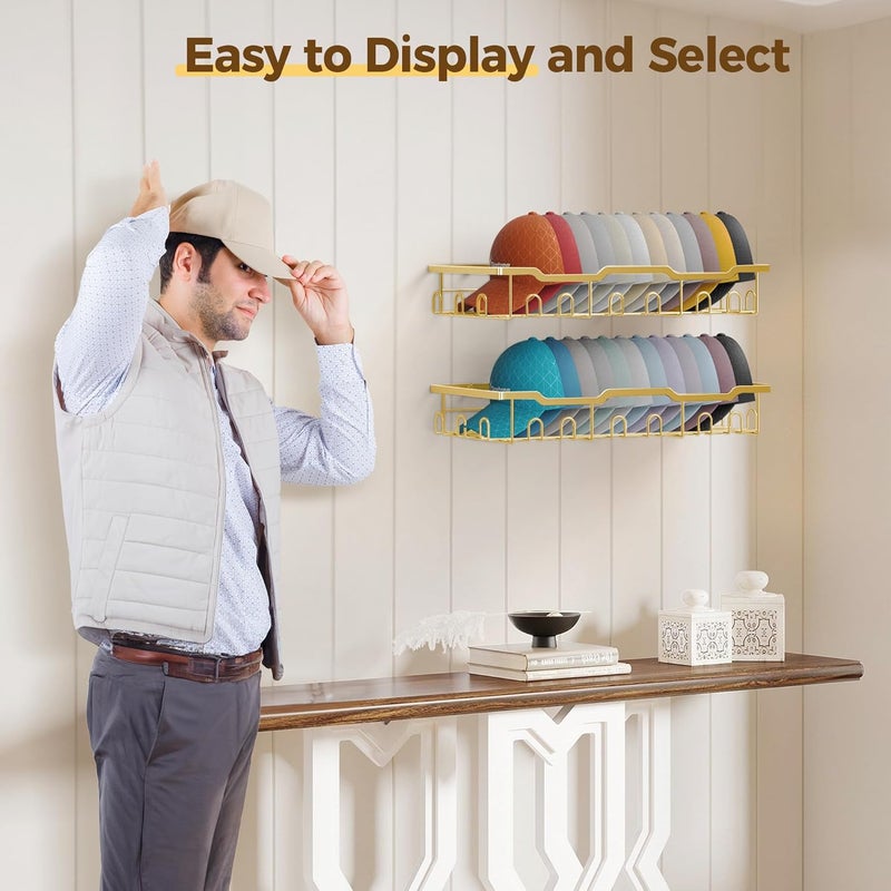 Nicetree Hat Racks for Baseball Caps Wall - Metal Hat Organizer for 48 Baseball Caps Holder, 2 Pack Hat Storage Organizer for Closet, Bedroom, Living Room - Image 5